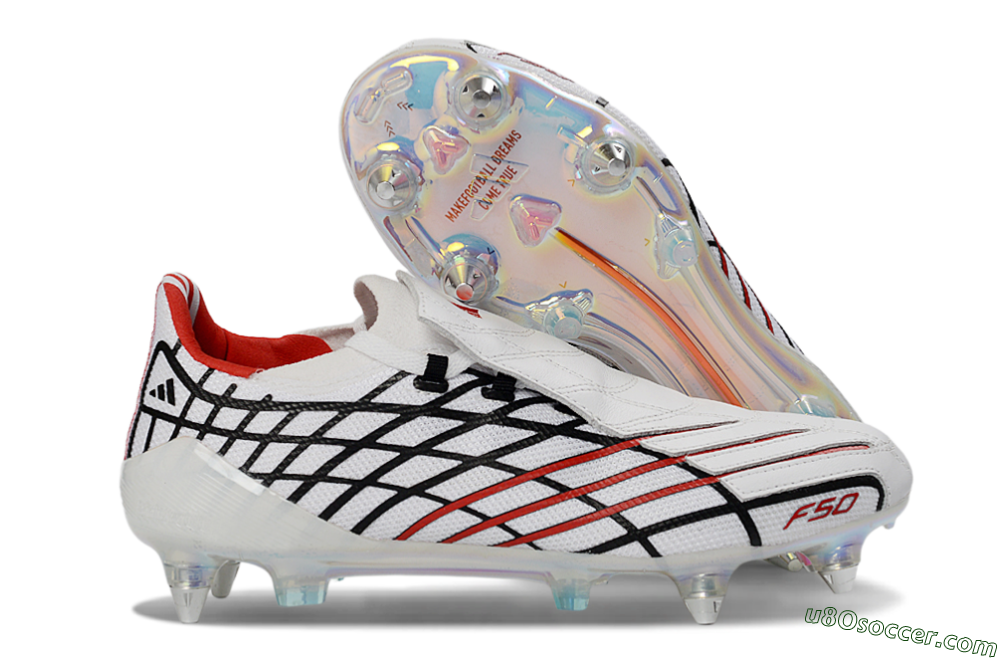 Adidas F50 Spider Elite SG Soft Ground Soccer Cleats - White/Crimson/Jet Black 1