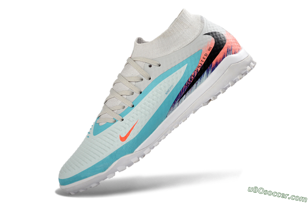 Nike Phantom 6 Elite High TF Artificial Turf Soccer Shoes - Turquoise/Coral/White 5