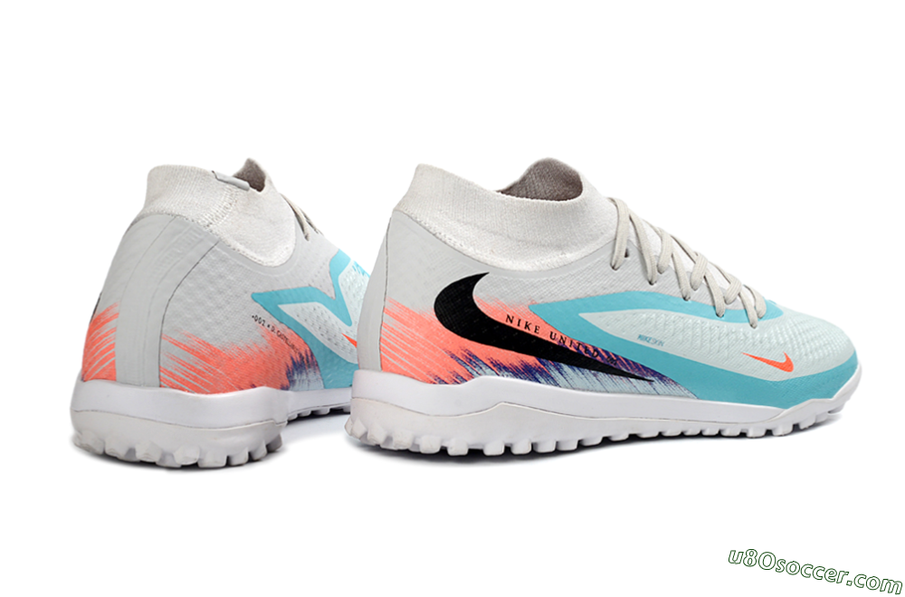 Nike Phantom 6 Elite High TF Artificial Turf Soccer Shoes - Turquoise/Coral/White 6