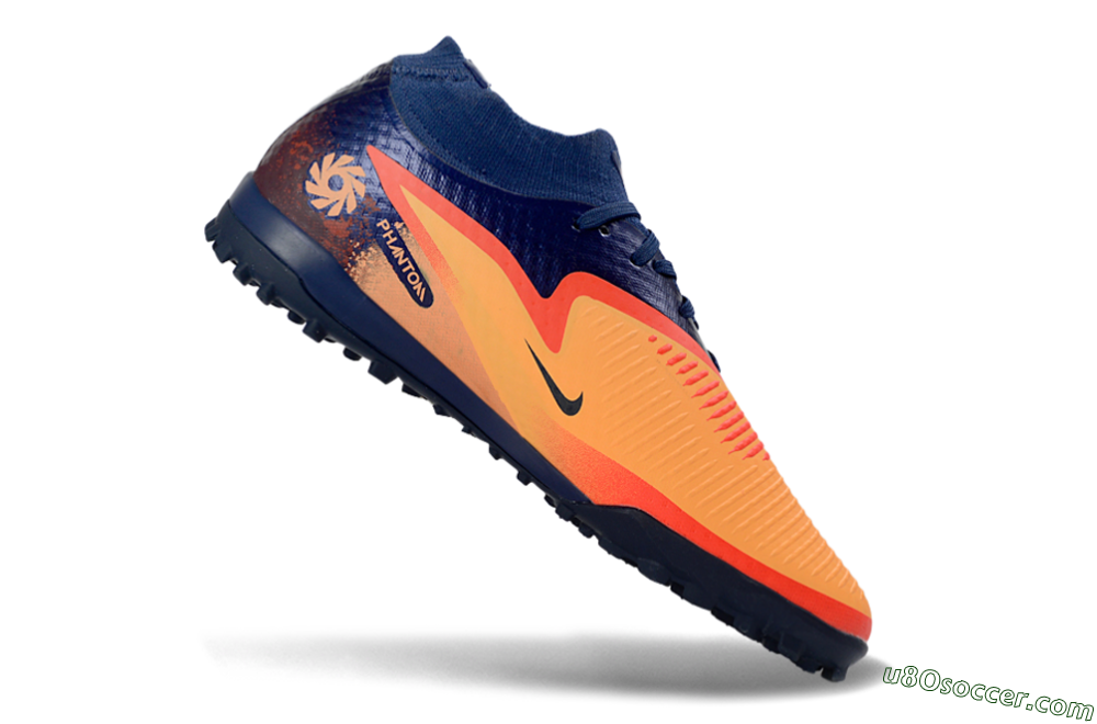 Nike Phantom 6 Elite High TF Artificial Turf Soccer Shoes - Orange/Navy Blue/Fired Brick 4