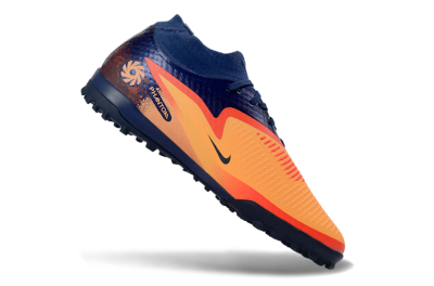 Nike Phantom 6 Elite High TF Artificial Turf Soccer Shoes - Orange/Navy Blue/Fired Brick