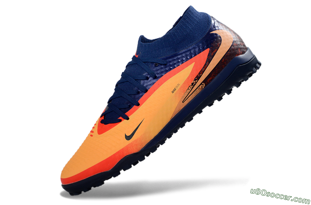 Nike Phantom 6 Elite High TF Artificial Turf Soccer Shoes - Orange/Navy Blue/Fired Brick 5