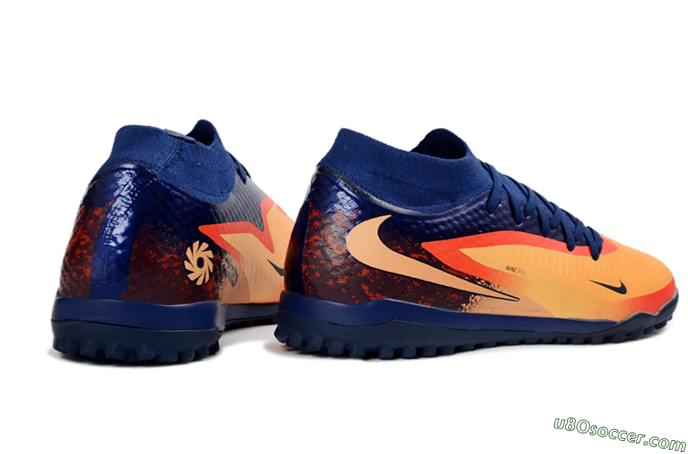 Nike Phantom 6 Elite High TF Artificial Turf Soccer Shoes - Orange/Navy Blue/Fired Brick 6
