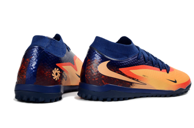 Nike Phantom 6 Elite High TF Artificial Turf Soccer Shoes - Orange/Navy Blue/Fired Brick