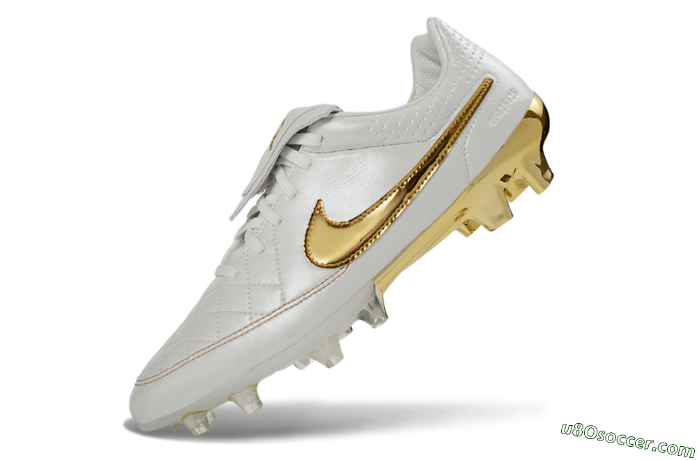 Nike Tiempo Legend SE FG Firm Ground Soccer Cleats - White/Metallic Gold/Classic White 5