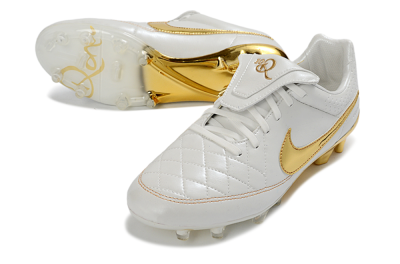 Nike Tiempo Legend SE FG Firm Ground Soccer Cleats - White/Metallic Gold/Classic White