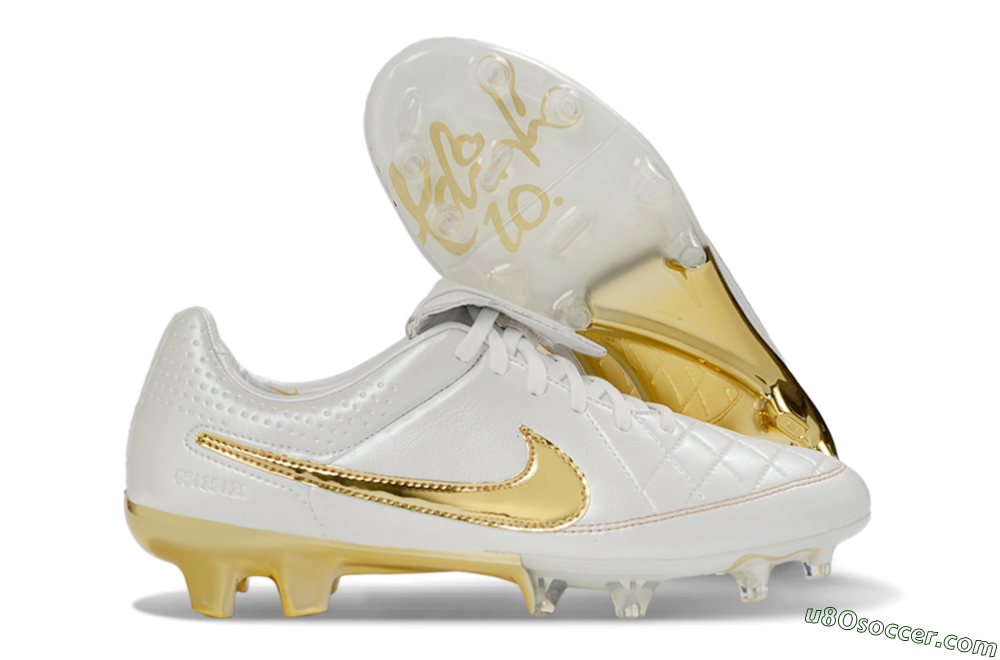 Nike Tiempo Legend SE FG Firm Ground Soccer Cleats - White/Metallic Gold/Classic White 1