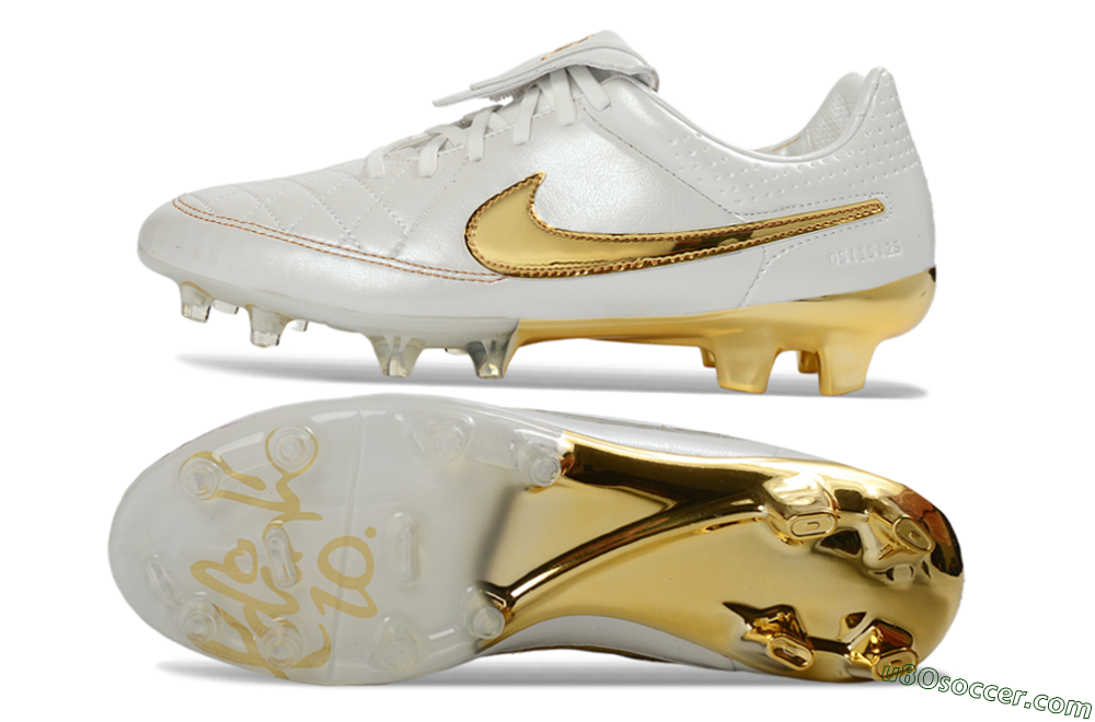 Nike Tiempo Legend SE FG Firm Ground Soccer Cleats - White/Metallic Gold/Classic White 0