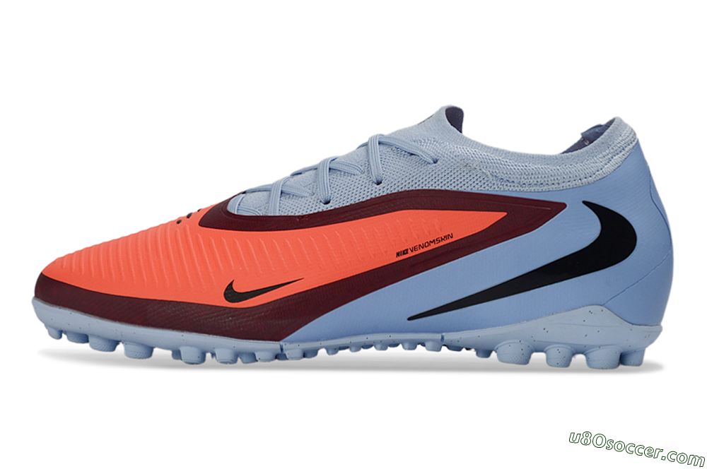 Nike Phantom 6 Elite Low TF Artificial Turf Soccer Shoes - Orange/Sky Blue/Crimson 2
