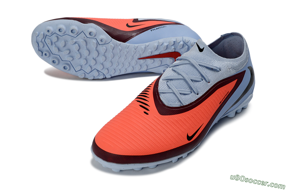 Nike Phantom 6 Elite Low TF Artificial Turf Soccer Shoes - Orange/Sky Blue/Crimson 3