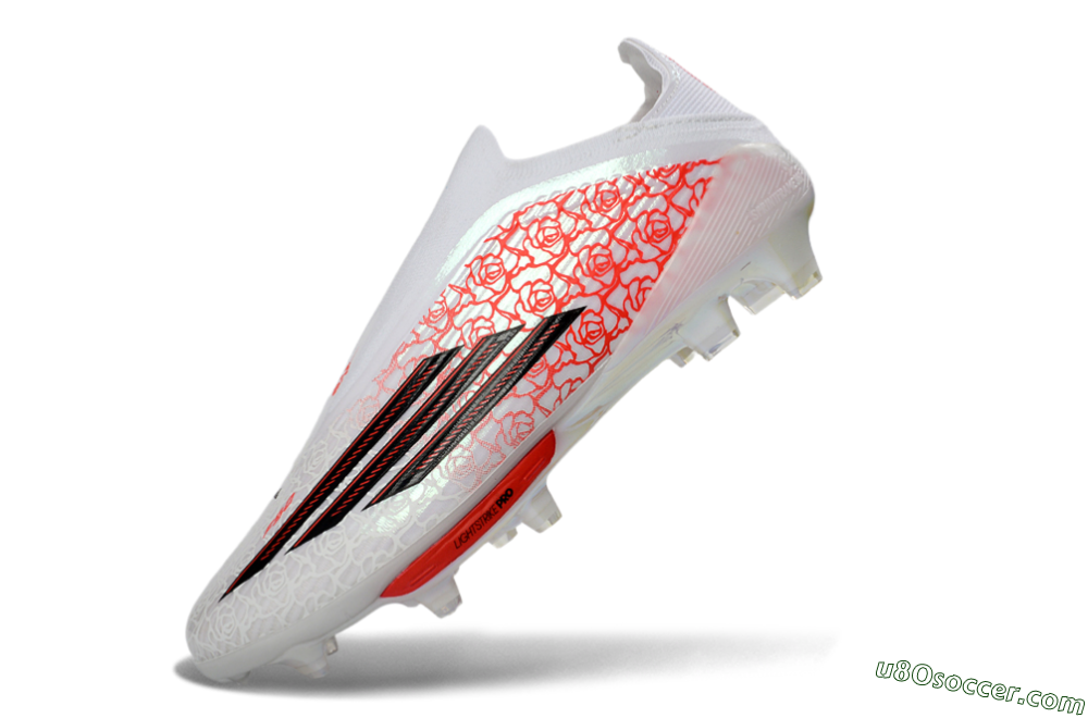 Adidas F50+ Elite Lightstrike Pro Laceless FG Firm Ground Soccer Cleats - White/Crimson Glow/Black Shadow 6