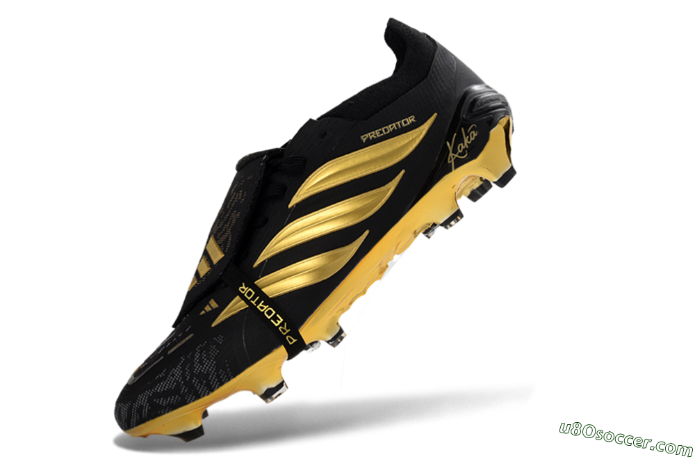 Adidas Predator 26 Elite Fold-Over Tongue FG Firm Ground Soccer Cleats - Black/Gold Accent/Black Base 5