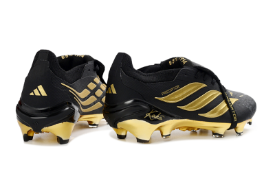 Adidas Predator 26 Elite Fold-Over Tongue FG Firm Ground Soccer Cleats - Black/Gold Accent/Black Base