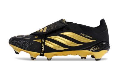 Adidas Predator 26 Elite Fold-Over Tongue FG Firm Ground Soccer Cleats - Black/Gold Accent/Black Base