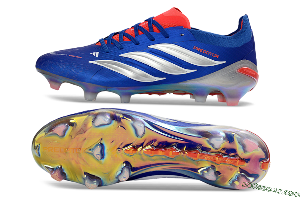 Adidas Predator 26 Elite FG Firm Ground Soccer Cleats - Blue/Fiery Red/Silver 0