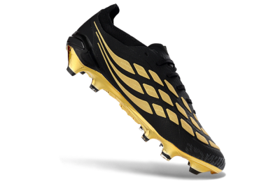 Adidas Predator 26 Elite FG Firm Ground Soccer Cleats - Black/Metallic Gold/Onyx Black