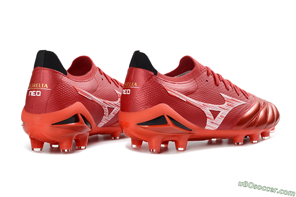 Mizuno Morelia Neo 4 FG Firm Ground Soccer Cleats - Red/Crimson Blaze/Scarlet Shine 6