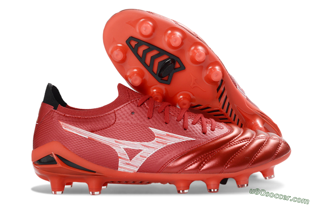 Mizuno Morelia Neo 4 FG Firm Ground Soccer Cleats - Red/Crimson Blaze/Scarlet Shine 1
