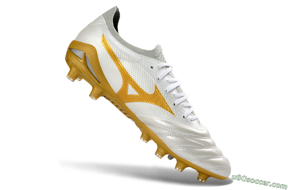 Mizuno Morelia Neo 4 FG Firm Ground Soccer Cleats - White/Golden Glow/Soft Grey 4