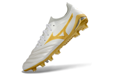 Mizuno Morelia Neo 4 FG Firm Ground Soccer Cleats - White/Golden Glow/Soft Grey