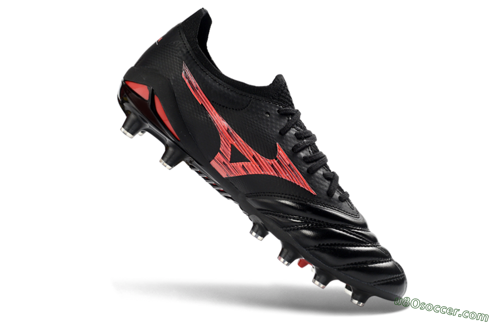 Mizuno Morelia Neo 4 FG Firm Ground Soccer Cleats - Black/Crimson Red/Graphite Grey 4