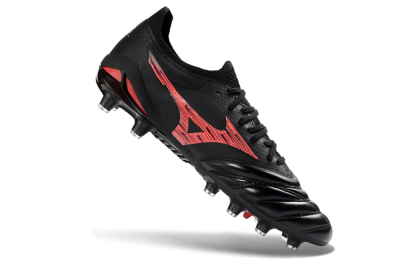 Mizuno Morelia Neo 4 FG Firm Ground Soccer Cleats - Black/Crimson Red/Graphite Grey