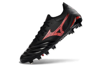 Mizuno Morelia Neo 4 FG Firm Ground Soccer Cleats - Black/Crimson Red/Graphite Grey