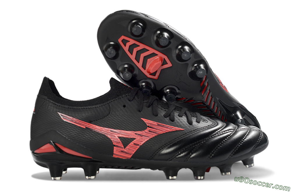 Mizuno Morelia Neo 4 FG Firm Ground Soccer Cleats - Black/Crimson Red/Graphite Grey 1
