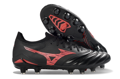Mizuno Morelia Neo 4 FG Firm Ground Soccer Cleats - Black/Crimson Red/Graphite Grey