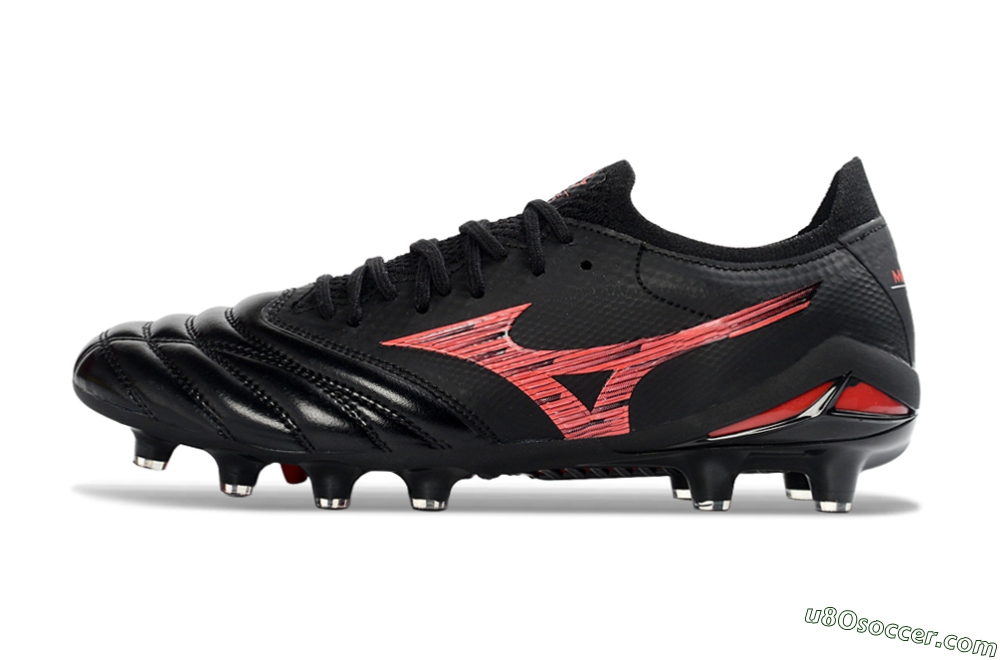 Mizuno Morelia Neo 4 FG Firm Ground Soccer Cleats - Black/Crimson Red/Graphite Grey 2
