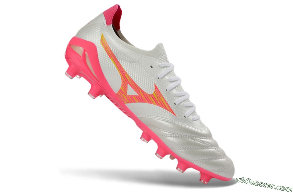 Mizuno Morelia Neo 4 FG Firm Ground Soccer Cleats - White/Neon Pink/Sunny Yellow 4