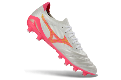 Mizuno Morelia Neo 4 FG Firm Ground Soccer Cleats - White/Neon Pink/Sunny Yellow