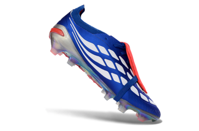 Adidas Predator 26 Elite Fold-Over Tongue FG Firm Ground Soccer Cleats - Blue/Red Flame/Metallic Silver