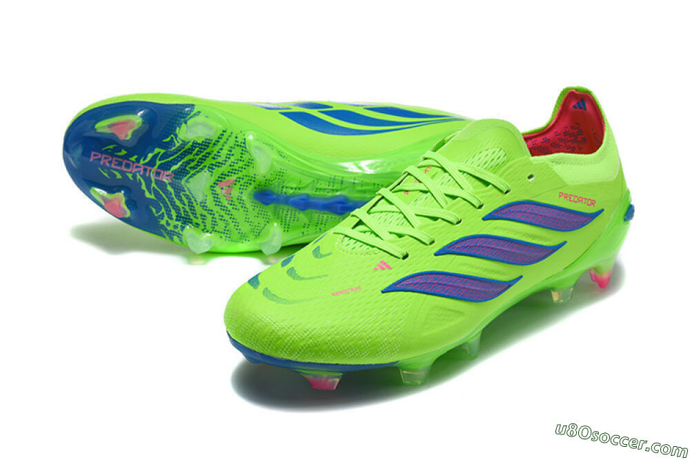 Adidas Predator 26 Elite FG Firm Ground Soccer Cleats - Green/Electric Green/Striking Blue 3