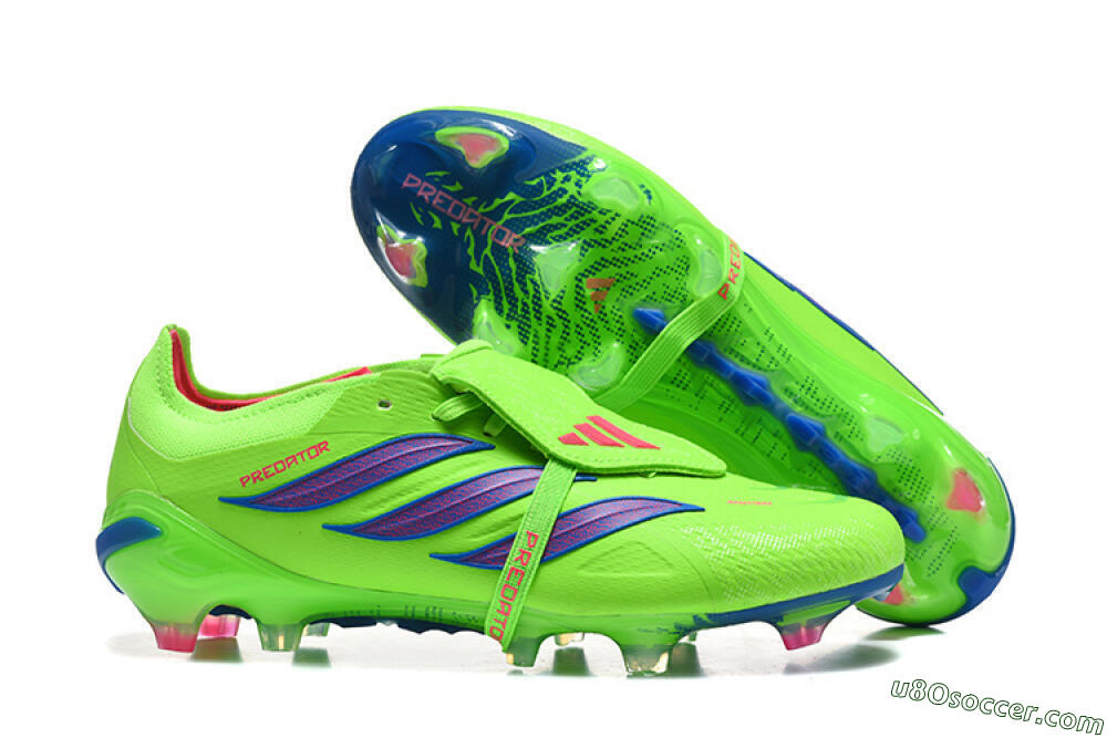 Adidas Predator 26 Elite Fold-Over Tongue FG Firm Ground Soccer Cleats - Green/Electric Lime/Cobalt Blue 1