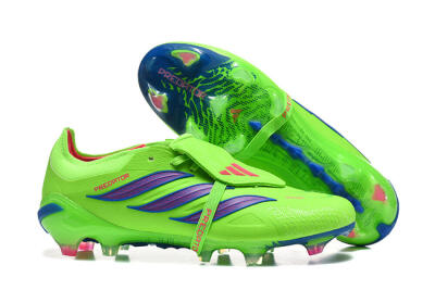 Adidas Predator 26 Elite Fold-Over Tongue FG Firm Ground Soccer Cleats - Green/Electric Lime/Cobalt Blue
