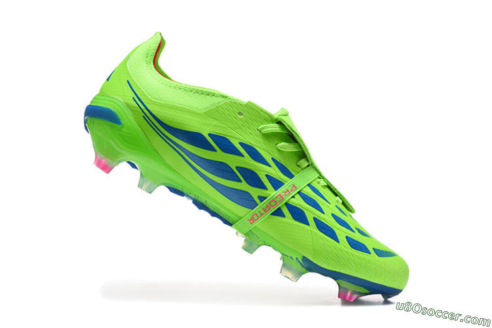 Adidas Predator 26 Elite Fold-Over Tongue FG Firm Ground Soccer Cleats - Green/Electric Lime/Cobalt Blue 7