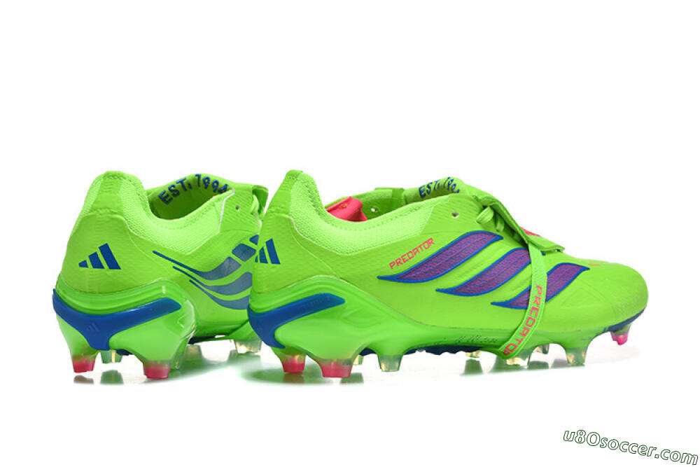 Adidas Predator 26 Elite Fold-Over Tongue FG Firm Ground Soccer Cleats - Green/Electric Lime/Cobalt Blue 9