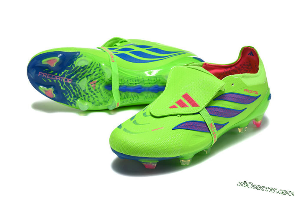 Adidas Predator 26 Elite Fold-Over Tongue FG Firm Ground Soccer Cleats - Green/Electric Lime/Cobalt Blue 3