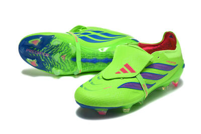 Adidas Predator 26 Elite Fold-Over Tongue FG Firm Ground Soccer Cleats - Green/Electric Lime/Cobalt Blue