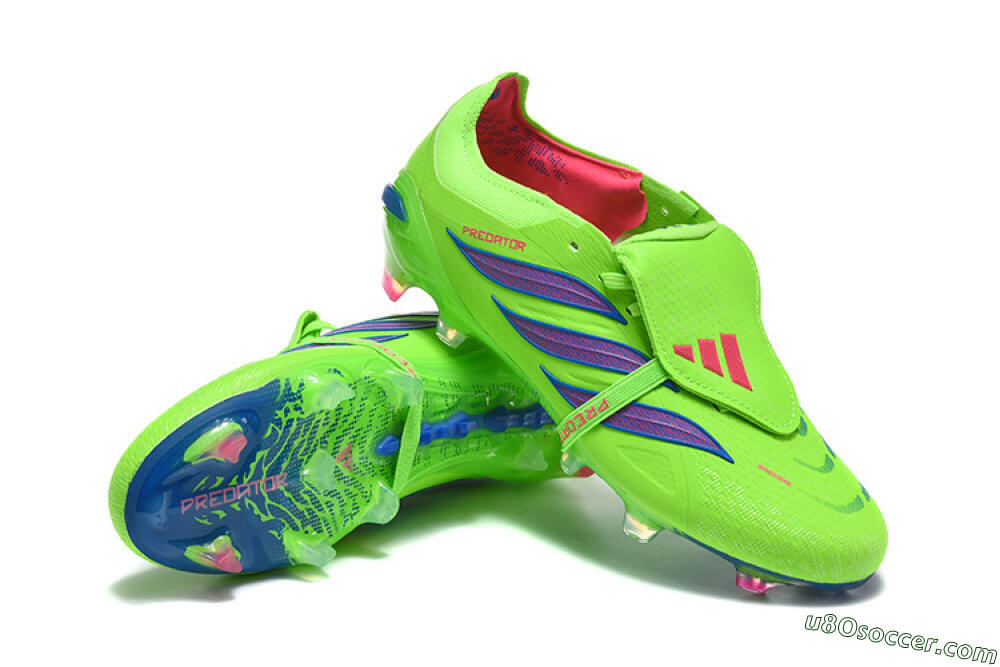 Adidas Predator 26 Elite Fold-Over Tongue FG Firm Ground Soccer Cleats - Green/Electric Lime/Cobalt Blue 4