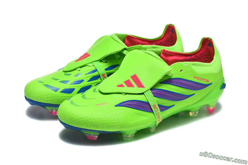 Adidas Predator 26 Elite Fold-Over Tongue FG Firm Ground Soccer Cleats - Green/Electric Lime/Cobalt Blue 5