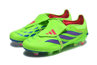 Adidas Predator 26 Elite Fold-Over Tongue FG Firm Ground Soccer Cleats - Green/Electric Lime/Cobalt Blue