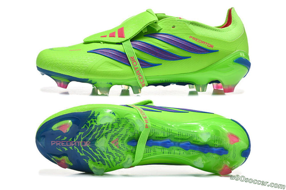 Adidas Predator 26 Elite Fold-Over Tongue FG Firm Ground Soccer Cleats - Green/Electric Lime/Cobalt Blue 0