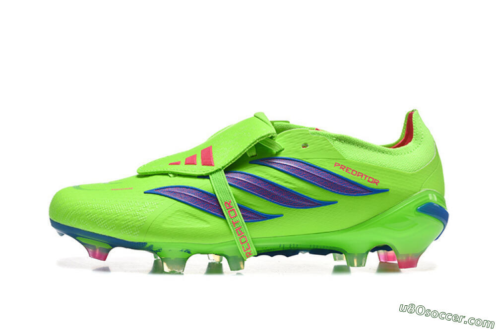 Adidas Predator 26 Elite Fold-Over Tongue FG Firm Ground Soccer Cleats - Green/Electric Lime/Cobalt Blue 2