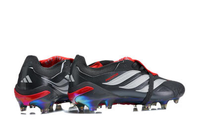 Adidas Predator 26 Elite Fold-Over Tongue FG Firm Ground Soccer Cleats - Black/Electric Red/Metallic Silver