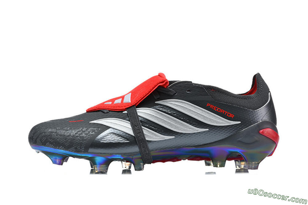 Adidas Predator 26 Elite Fold-Over Tongue FG Firm Ground Soccer Cleats - Black/Electric Red/Metallic Silver 2