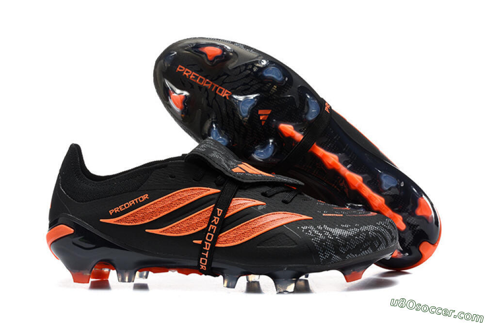 Adidas Predator 26 Elite Fold-Over Tongue FG Firm Ground Soccer Cleats - Black/Electric Orange/Graphite Gray 1
