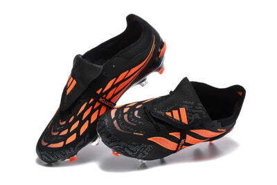 Adidas Predator 26 Elite Fold-Over Tongue FG Firm Ground Soccer Cleats - Black/Electric Orange/Graphite Gray
