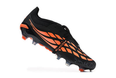 Adidas Predator 26 Elite Fold-Over Tongue FG Firm Ground Soccer Cleats - Black/Electric Orange/Graphite Gray
